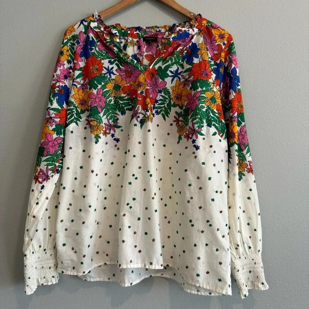 Talbots Floral Blouse - Multicolor and White